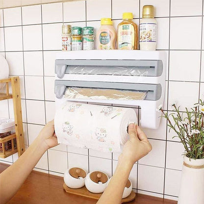 Wall Mounted Triple Paper Dispenser – Foil, Cling Film & Tissue Holder
