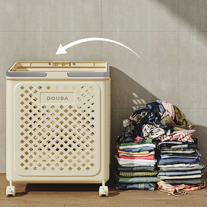 Large Capacity Movable Folding Laundry Basket – Durable Storage with Wheels