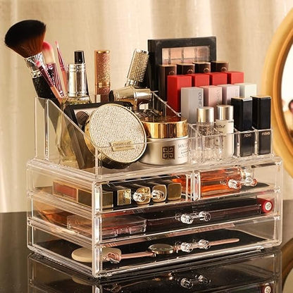 Acrylic Cosmetic Organizer with Drawer – Transparent Makeup Storage Box