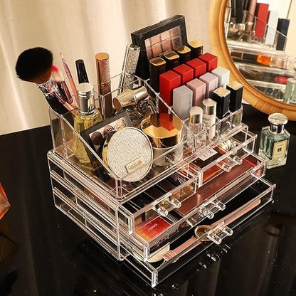 Acrylic Cosmetic Organizer with Drawer – Transparent Makeup Storage Box