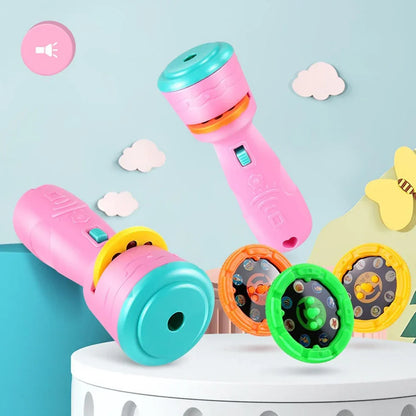 Kids Projector Flashlight Toy with 3 Slide Discs (24 Images) | Educational Projection Torch