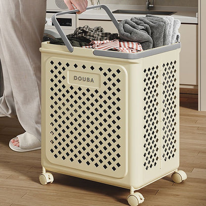Large Capacity Movable Folding Laundry Basket – Durable Storage with Wheels