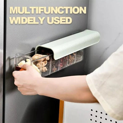 Wall Mounted Spice Storage Box – 6 Compartment Moisture-Proof Organizer