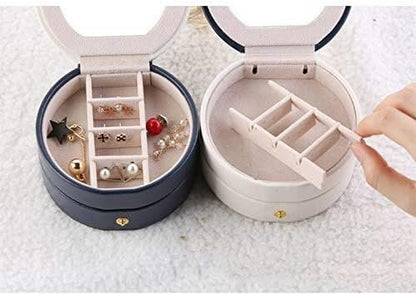 Travel Jewelry Box Mini (Round Shape) – Compact Portable Jewelry Organizer