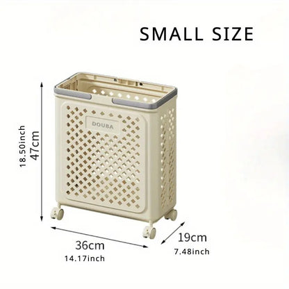 Large Capacity Movable Folding Laundry Basket – Durable Storage with Wheels
