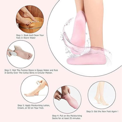 Silicone Elastic Moisturizing Foot Socks – Spa Gel Socks