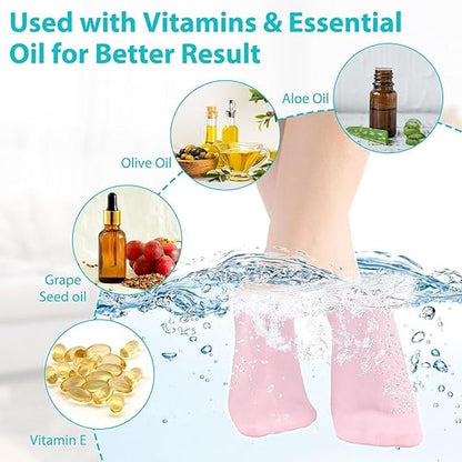 Silicone Elastic Moisturizing Foot Socks – Spa Gel Socks