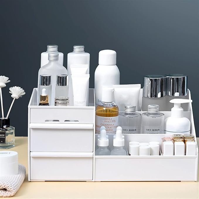 Dressing Table Makeup Organizer – Multi - Compartment Storage Box - Saadiq.pk