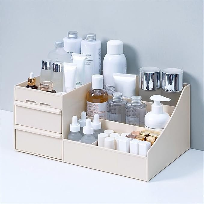 Dressing Table Makeup Organizer – Multi - Compartment Storage Box - Saadiq.pk