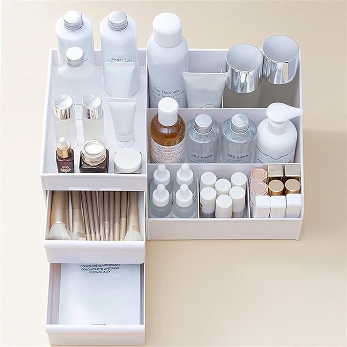 Dressing Table Makeup Organizer – Multi - Compartment Storage Box - Saadiq.pk