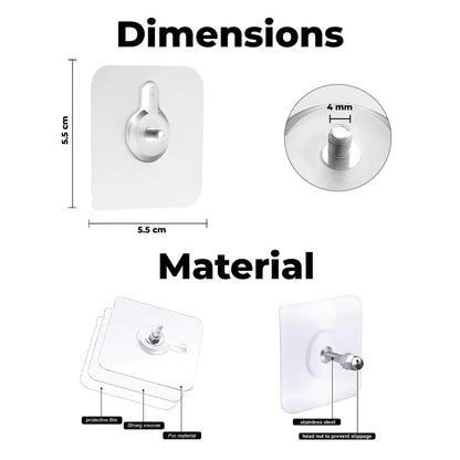Drill - Free Wall Hanging Kit – 10 Strong Adhesive Hooks with Screw Design - Saadiq.pk