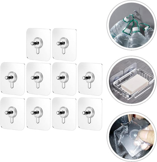 Drill - Free Wall Hanging Kit – 10 Strong Adhesive Hooks with Screw Design - Saadiq.pk