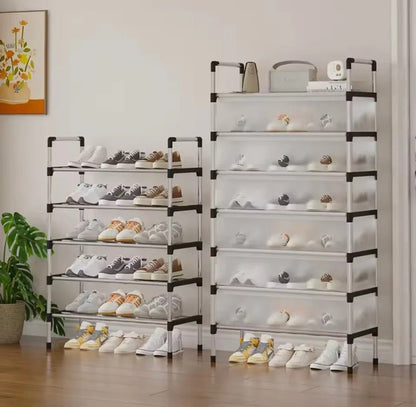 Dustproof Shoe Rack Organizer | 5/6/7 Layer Waterproof Shoe Stand | Space - Saving Storage Shelf for Home - Saadiq.pk