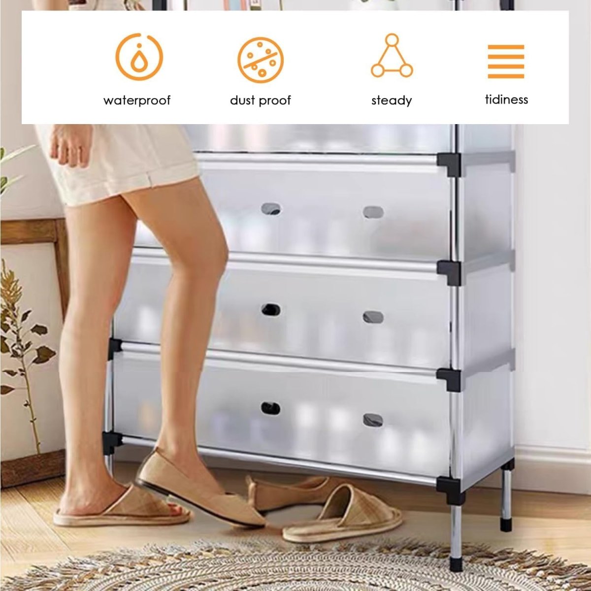 Dustproof Shoe Rack Organizer | 5/6/7 Layer Waterproof Shoe Stand | Space - Saving Storage Shelf for Home - Saadiq.pk