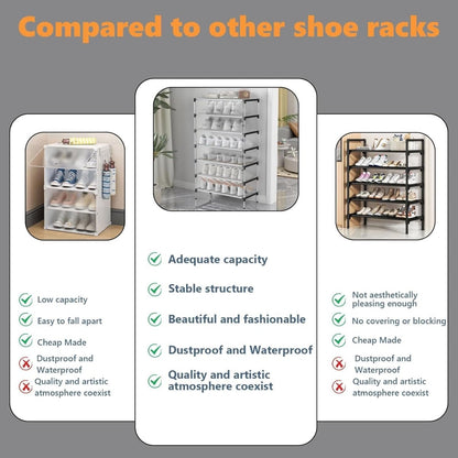 Dustproof Shoe Rack Organizer | 5/6/7 Layer Waterproof Shoe Stand | Space - Saving Storage Shelf for Home - Saadiq.pk