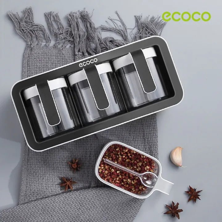 Ecoco Kitchen Spice Organizer – Wall Mounted 3 Container Storage Box - Saadiq.pk