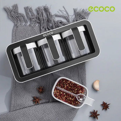 Ecoco Kitchen Spice Organizer – Wall Mounted 3 Container Storage Box - Saadiq.pk