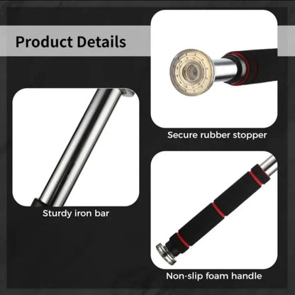 Adjustable Doorway Pull Up Bar | No Drill Home Gym Exercise Bar (62-100cm)