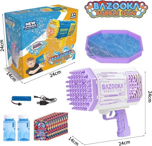 Electric Bazooka Bubble Gun Toy | Automatic Bubble Blaster for Kids - Saadiq.pk