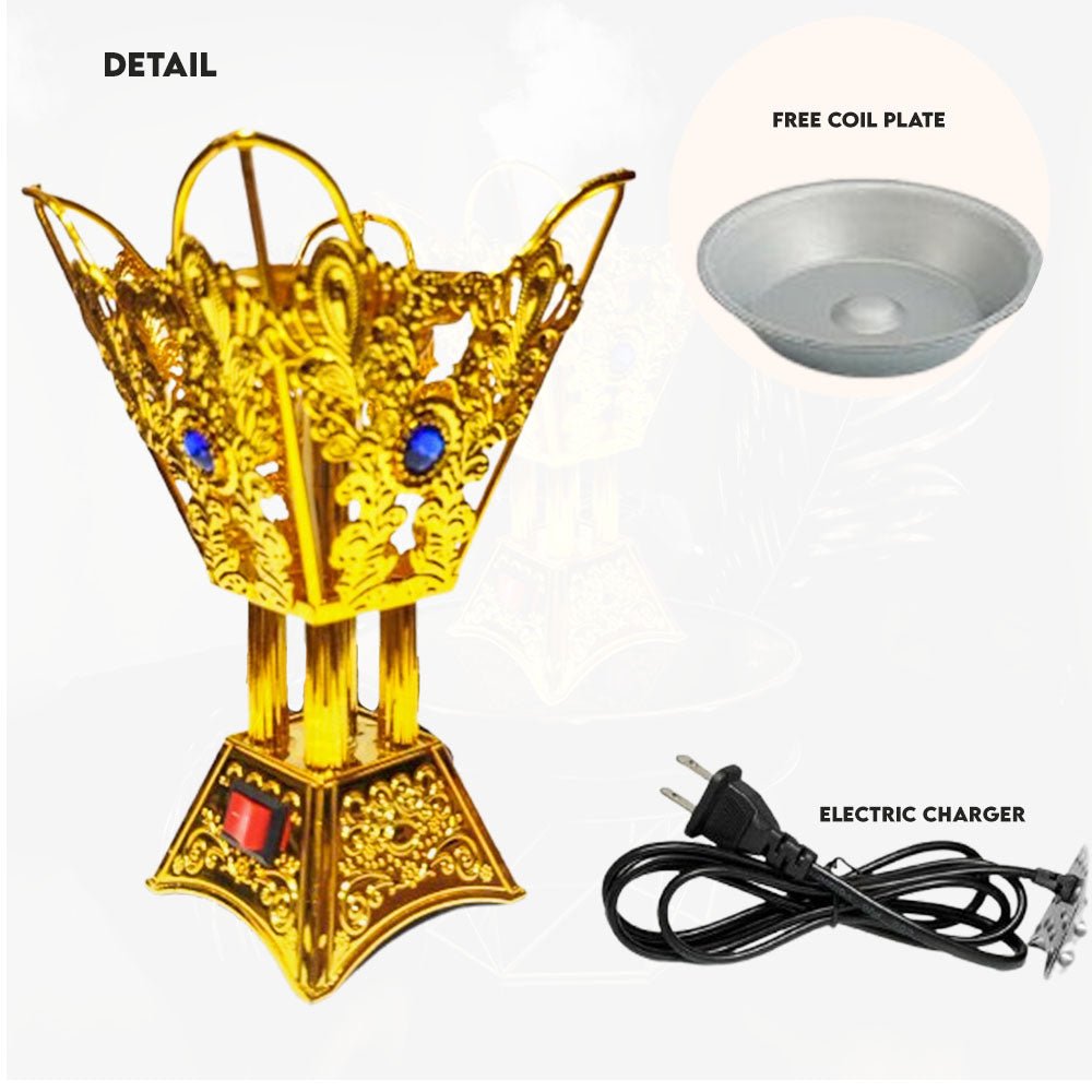Electric Incense Bakhoor Burner – Durable Metal Body - Saadiq.pk