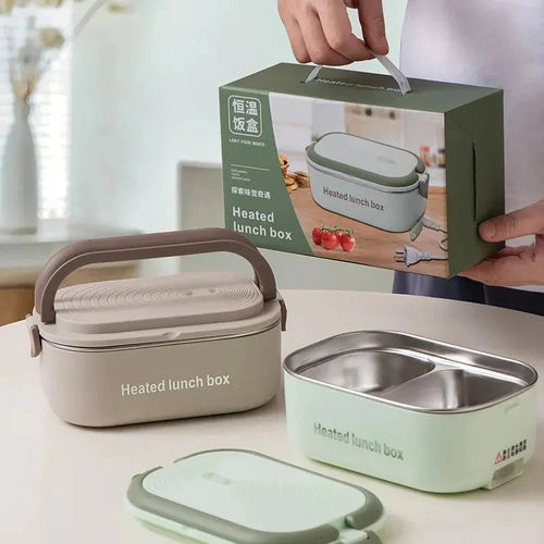 Electric Lunch Box Food Warmer – Stainless Steel Portable Heated Lunch Box for Office, School & Travel - Saadiq.pk