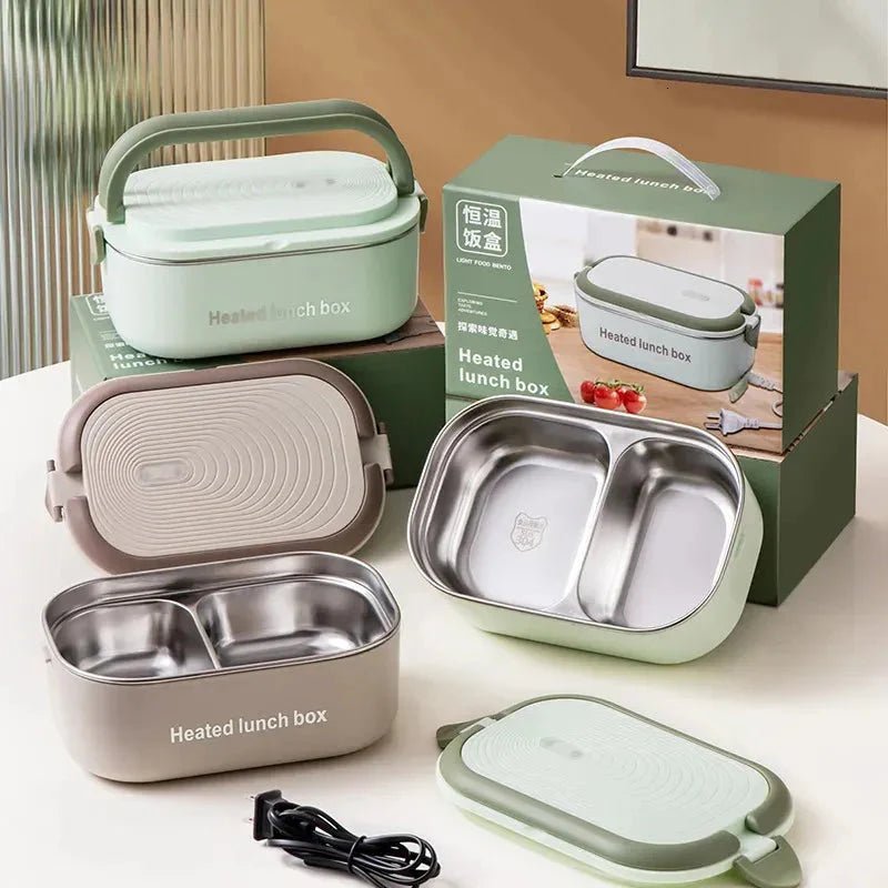 Electric Lunch Box Food Warmer – Stainless Steel Portable Heated Lunch Box for Office, School & Travel - Saadiq.pk