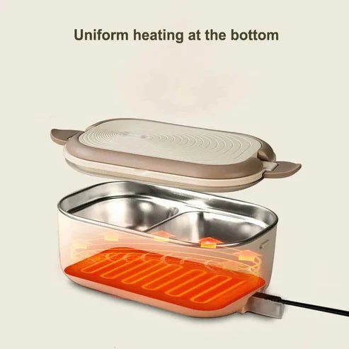 Electric Lunch Box Food Warmer – Stainless Steel Portable Heated Lunch Box for Office, School & Travel - Saadiq.pk