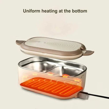 Electric Lunch Box Food Warmer – Stainless Steel Portable Heated Lunch Box for Office, School & Travel - Saadiq.pk