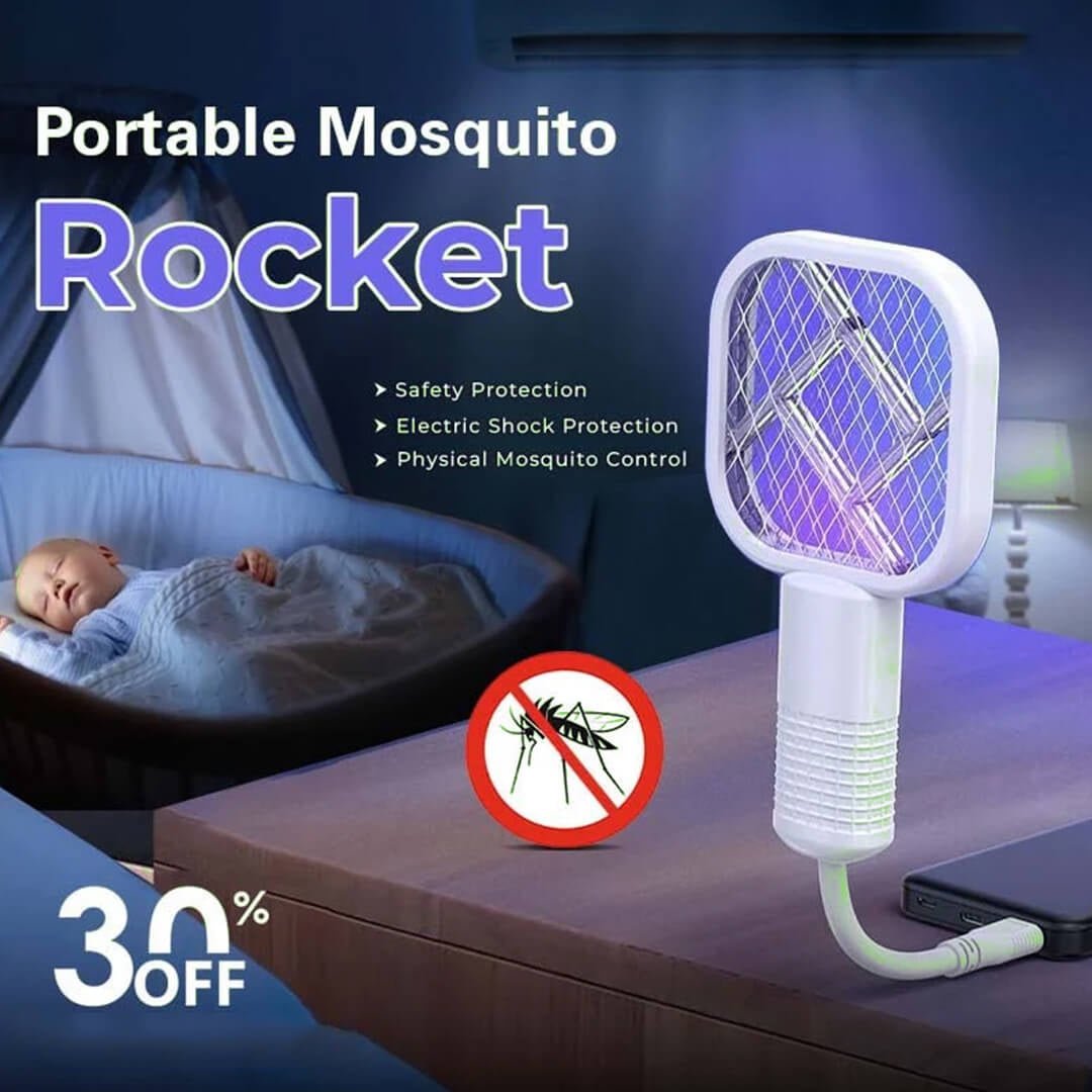 Electric Mosquito Killer Racket with 2 - in - 1 LED Flashlight – Rechargeable Bug Zapper - Saadiq.pk