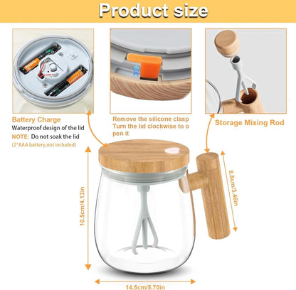 Electric Self Stirring Glass Mug 400ML – Automatic Coffee & Milk Mixer Cup - Saadiq.pk