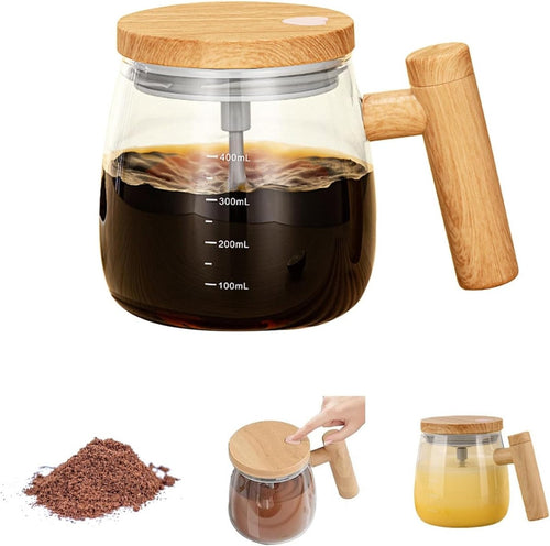 Electric Self Stirring Glass Mug 400ML – Automatic Coffee & Milk Mixer Cup - Saadiq.pk