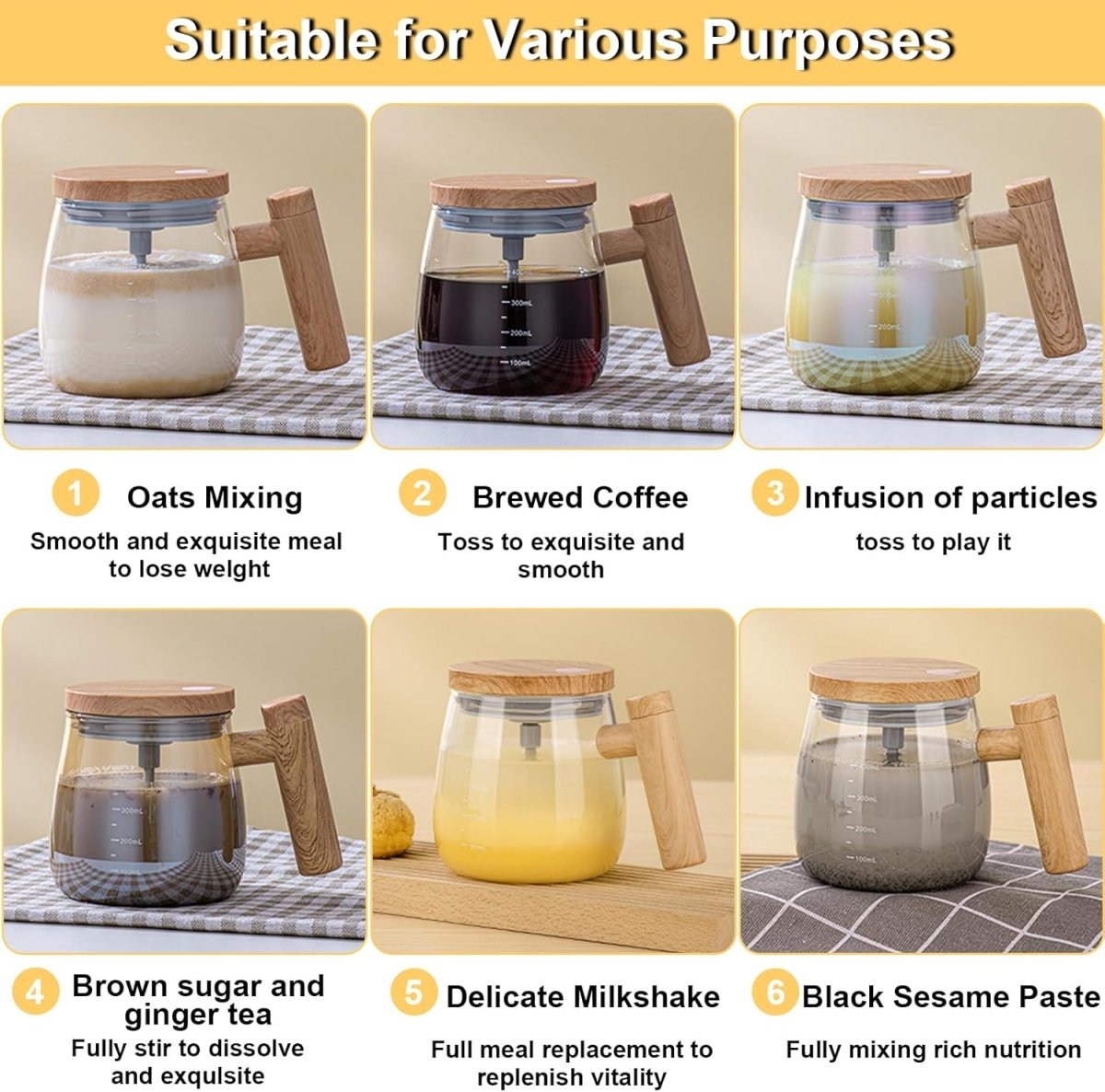 Electric Self Stirring Glass Mug 400ML – Automatic Coffee & Milk Mixer Cup - Saadiq.pk