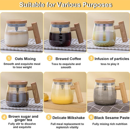 Electric Self Stirring Glass Mug 400ML – Automatic Coffee & Milk Mixer Cup - Saadiq.pk