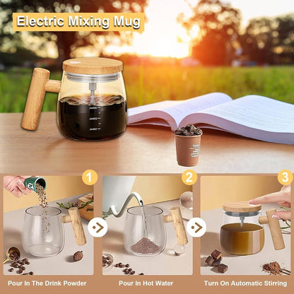 Electric Self Stirring Glass Mug 400ML – Automatic Coffee & Milk Mixer Cup - Saadiq.pk