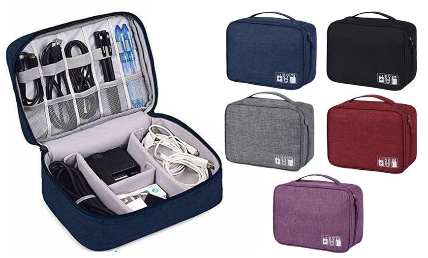 Electronic Gadgets Organizer (Black) – Travel Cable & Accessories Storage Bag - Saadiq.pk