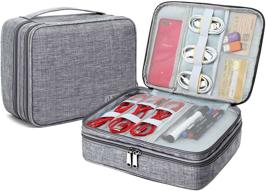 Electronic Gadgets Organizer (Black) – Travel Cable & Accessories Storage Bag - Saadiq.pk