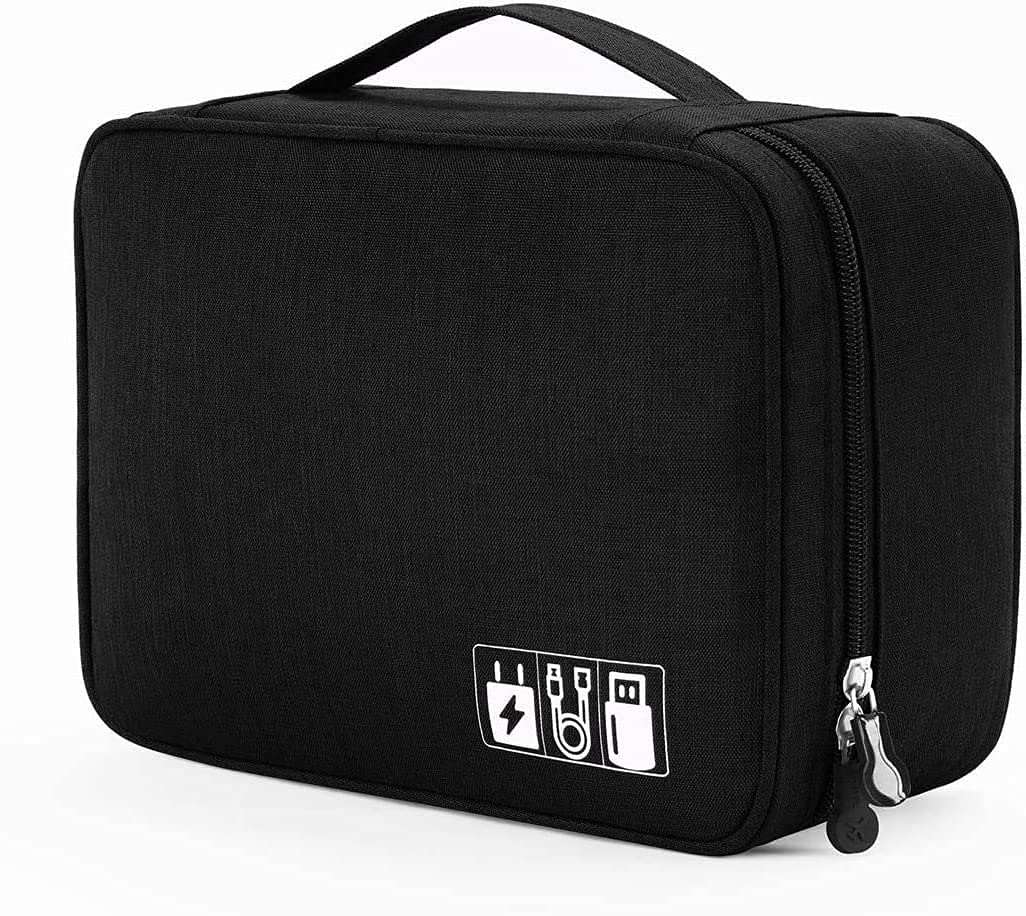 Electronic Gadgets Organizer (Black) – Travel Cable & Accessories Storage Bag - Saadiq.pk