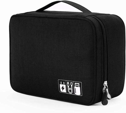 Electronic Gadgets Organizer (Black) – Travel Cable & Accessories Storage Bag - Saadiq.pk