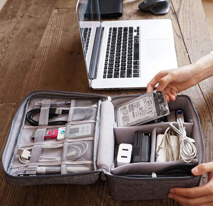 Electronic Gadgets Organizer (Black) – Travel Cable & Accessories Storage Bag - Saadiq.pk