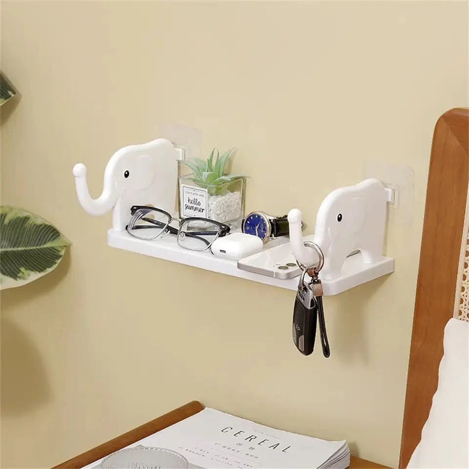 Elephant Wall Mounted Storage Shelf – No Drill Adhesive Kitchen & Bathroom Organizer - Saadiq.pk