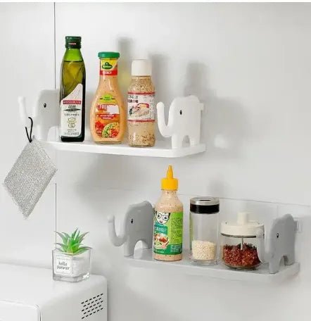 Elephant Wall Mounted Storage Shelf – No Drill Adhesive Kitchen & Bathroom Organizer - Saadiq.pk