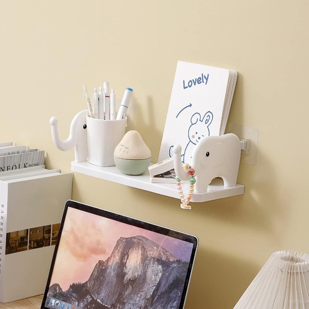 Elephant Wall Mounted Storage Shelf – No Drill Adhesive Kitchen & Bathroom Organizer - Saadiq.pk
