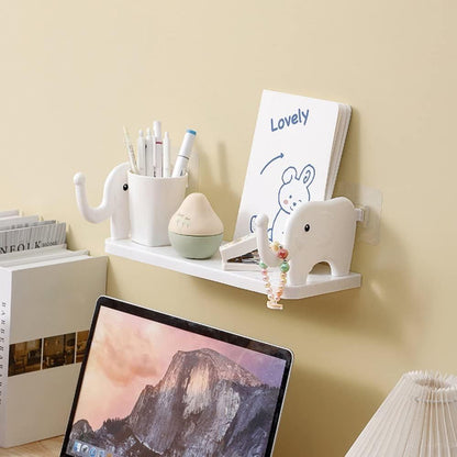 Elephant Wall Mounted Storage Shelf – No Drill Adhesive Kitchen & Bathroom Organizer - Saadiq.pk