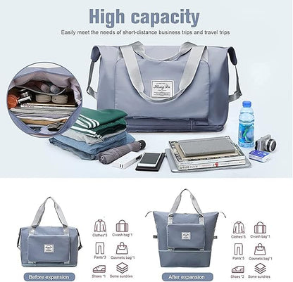 Extendable Travel Bag – Large Capacity Foldable Waterproof Luggage Bag with Dry & Wet Separation - Saadiq.pk