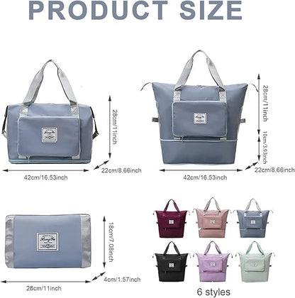Extendable Travel Bag – Large Capacity Foldable Waterproof Luggage Bag with Dry & Wet Separation - Saadiq.pk