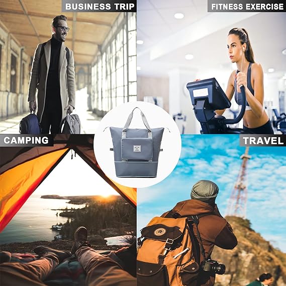Extendable Travel Bag – Large Capacity Foldable Waterproof Luggage Bag with Dry & Wet Separation - Saadiq.pk