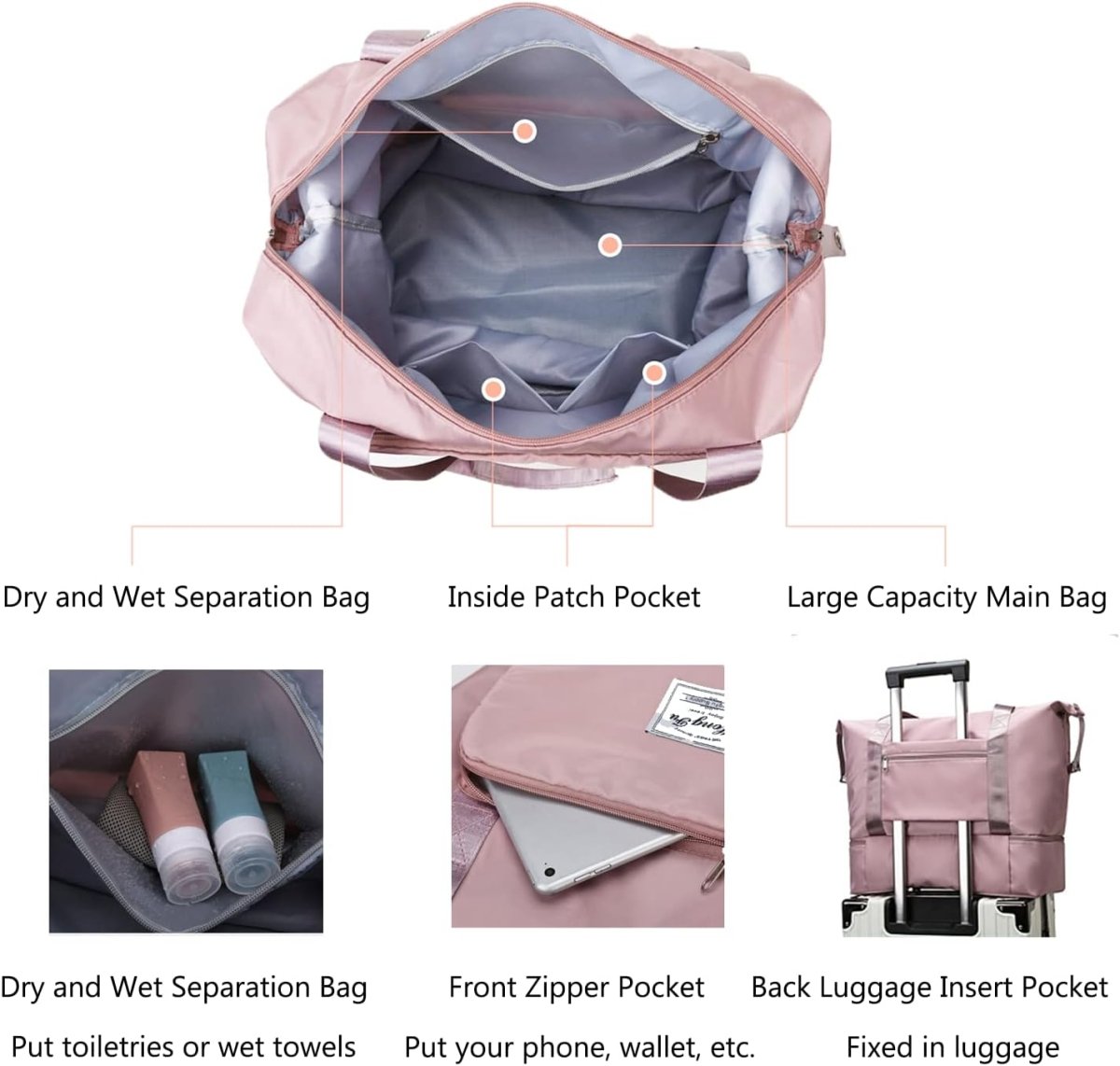 Extendable Travel Bag – Large Capacity Foldable Waterproof Luggage Bag with Dry & Wet Separation - Saadiq.pk