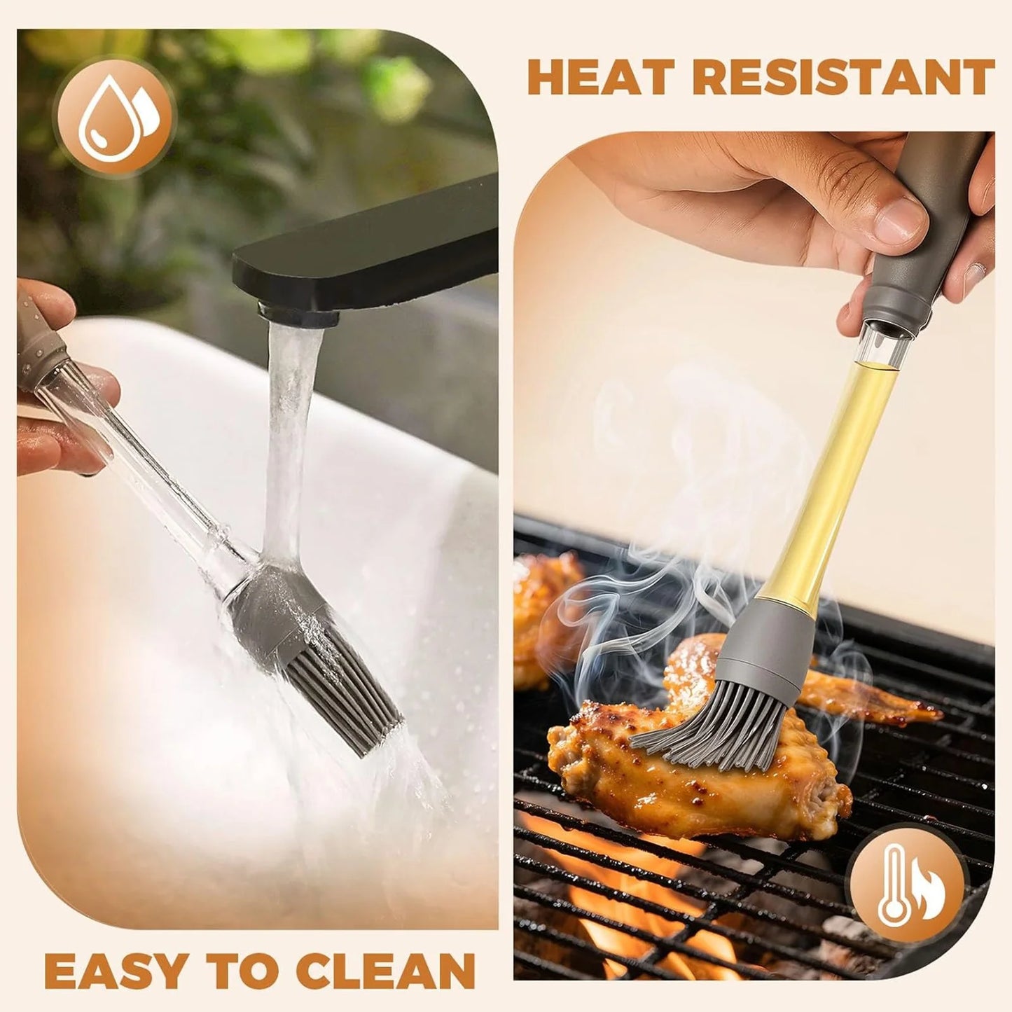 Heat‑Resistant Silicone Basting Brush for BBQ, Baking & Cooking