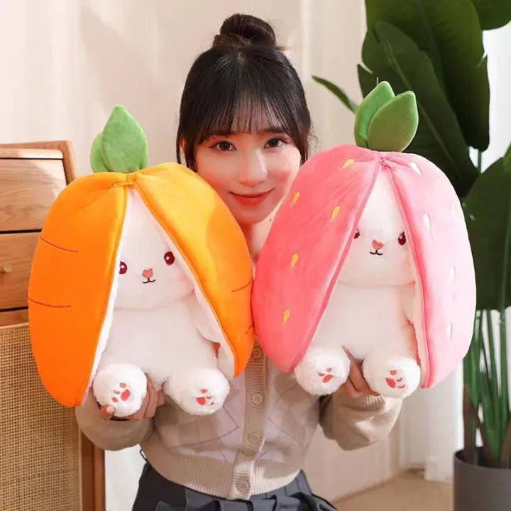 Reversible Fruit Bunny Plush Toy – 2-in-1 Transforming Soft Toy