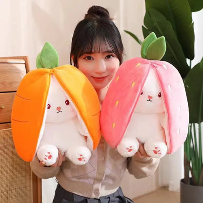 Reversible Fruit Bunny Plush Toy – 2-in-1 Transforming Soft Toy
